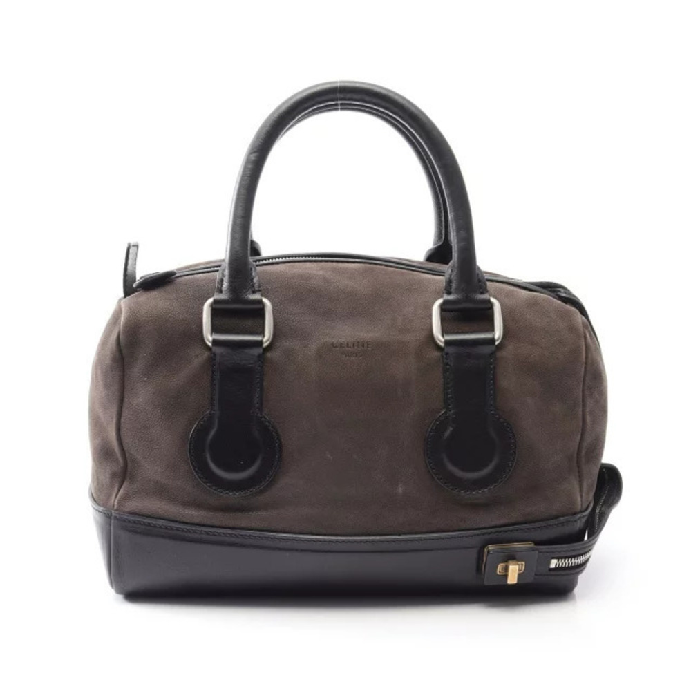 Celine handbag leather brown black